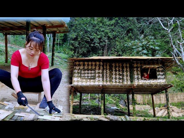 The girl is in the process of completing the bamboo house - building a bamboo house | Bàn Thị Ta