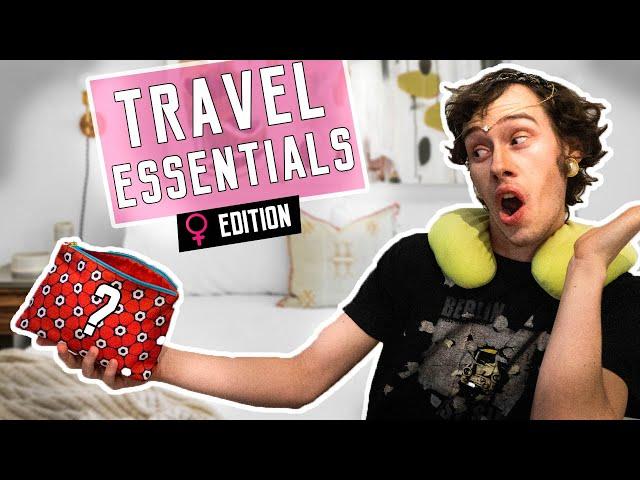 Guy checks travel essentials of a female travel EDC kit and discovers...