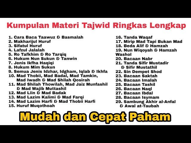 Ringkasan Belajar Tajwid Pemula + Belajar Tahsin Lengkap Untuk Pemula