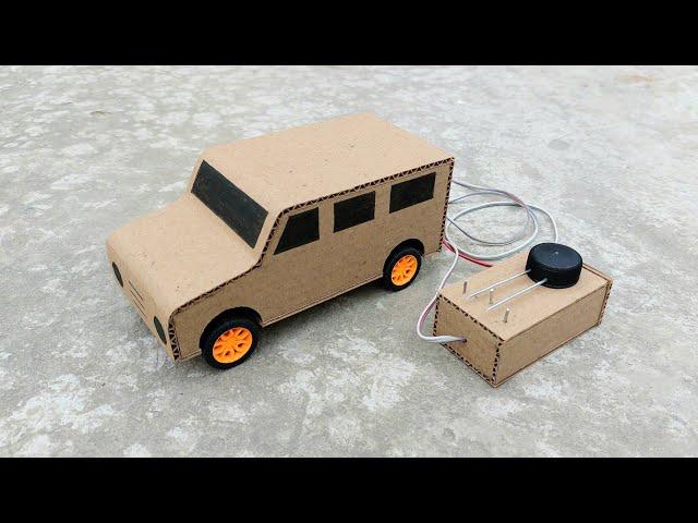 How to make cardboard RC car  with dc  Dynamo motor and 9 v battery  -at home.