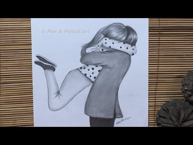 Valentines Day Drawing // How to draw a happy couple // Easy pencil sketch tutorial