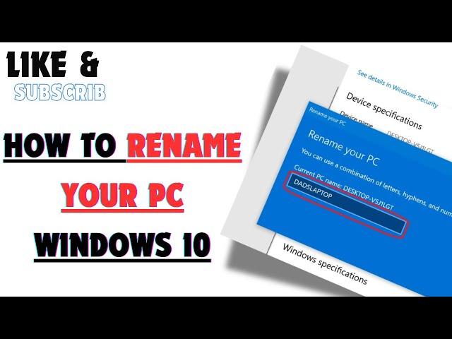 How to Rename Your PC Windows 10