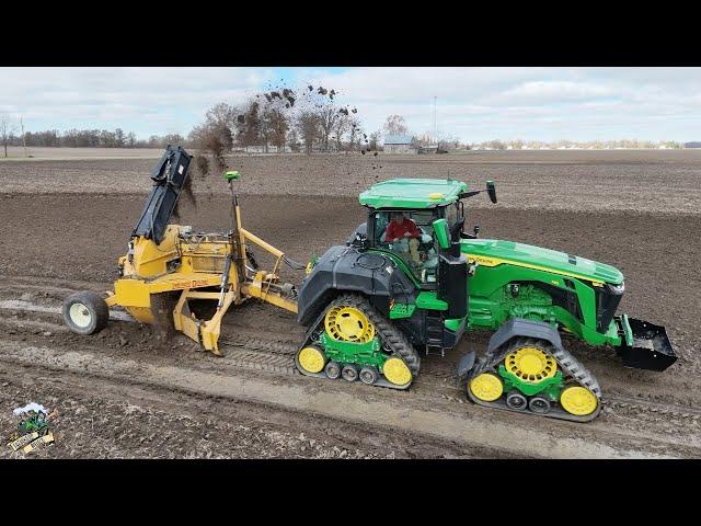 John Deere 8RX 410 Tractor pulling a Liebrecht Waterway Ditcher