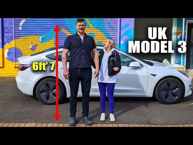 Is The Model 3 BIG ENOUGH for Tall People!? 6ft7 in the Smallest TESLA - UK Standard Range Plus