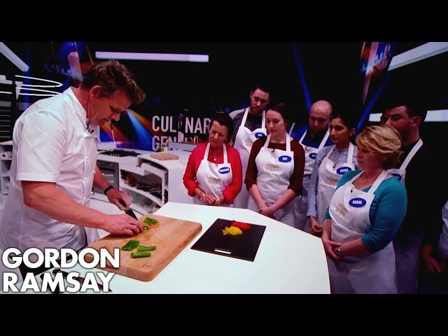 Gordon Ramsay Demonstrates How to Dice, Julienne & Baton Peppers