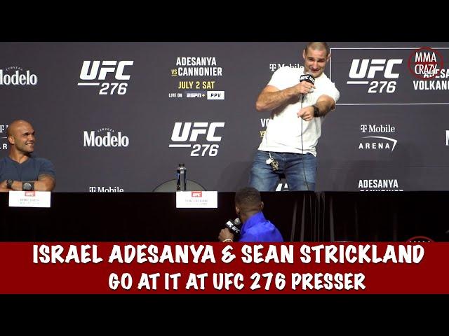 Israel Adesanya & Sean Strickland go at it at the UFC 276 Press conference