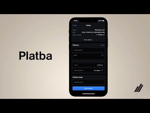 Mobilná aplikácia Tatra banka - platba