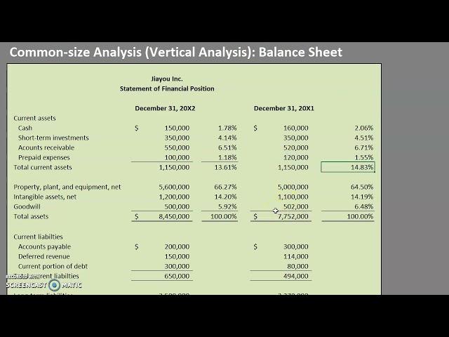 Common-size Analysis (Vertical Analysis): Balance Sheet