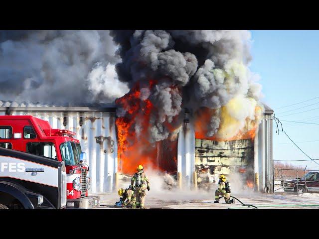 *EXPLOSIONS* Massive Fire Consumes Brandon, MB Business