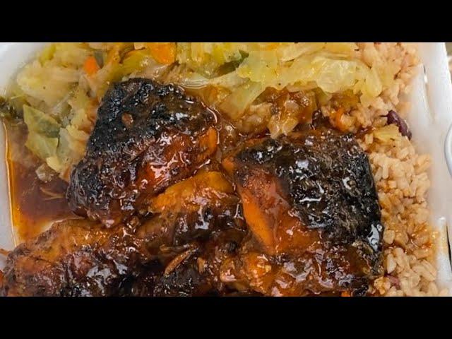 Flea Market shopping with Couzin Tim !!! Oh my jerk chicken,rice & cabbage. Part 1