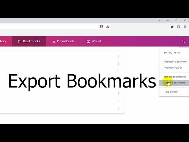 How to Save bookmarks of BRAVE Browser (Export & Import HTML, Bookmark Manager, 3 Dots, Export)