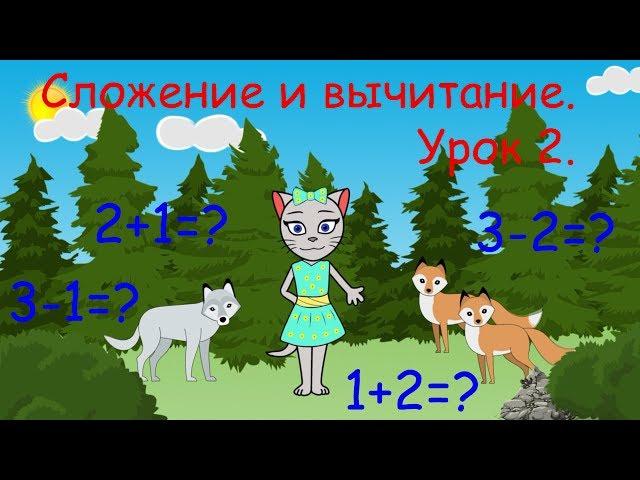  Математика с кисой Алисой. Урок 2.  Сложение и вычитание в пределах 3-х. (0+)