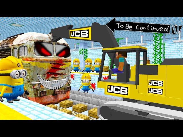 how this NEW JCB EXCAVATOR evacuate SCARY METRO TRAIN from ICE RAILWAY STATION in Minecraft ?