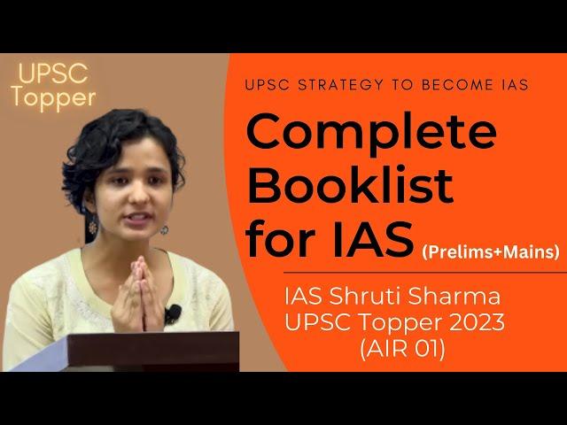 Shruti Sharma Complete Booklist for IAS  Shruti Sharma Strategy UPSC Interview 2023 UPSC Topper 2023