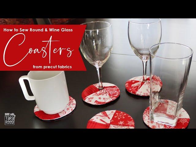  Easy Wine Glass Coasters from Precut Fabric - Round Coasters DIY