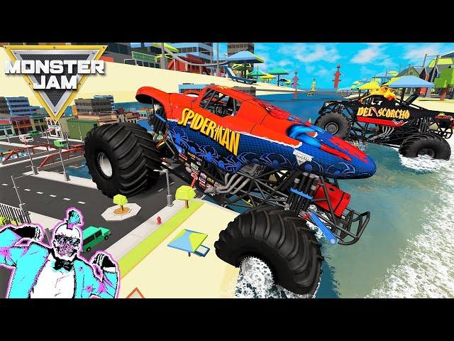 Monster Jam INSANE High Speed Jumps and Crashes Map #9 | BeamNG Drive