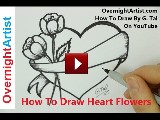 How To Draw Heart Flowers - Mothers' Day Heart Flowers Drawing