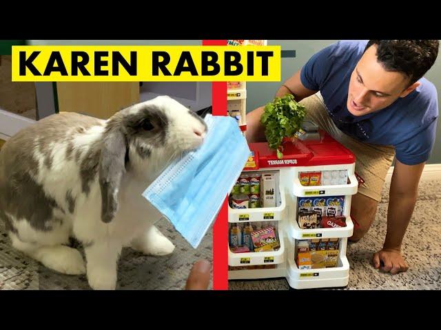 Insane Karen Rabbit destroys grocery store refusing to wear a mask $1500 damage