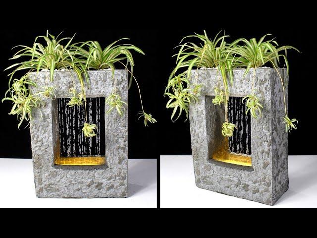 DIY Concrete RainFall Fountain Planter Pot  Cement Craft Ideas