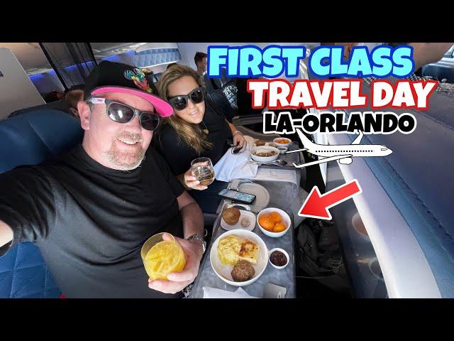 Travel Day to Orlando Florida! Our Flight in First Class with Full Meal Service.. WDW Trip Day 1