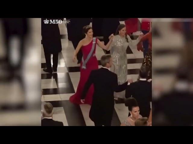 Crown Princess Mary dances with her husband at Royal Palace