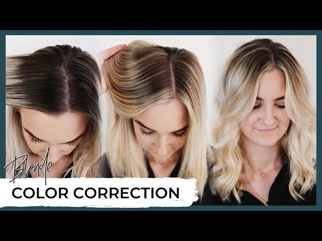 Blonde Hair Color Correction Before and After  How to fix highlighted hair including root shadow