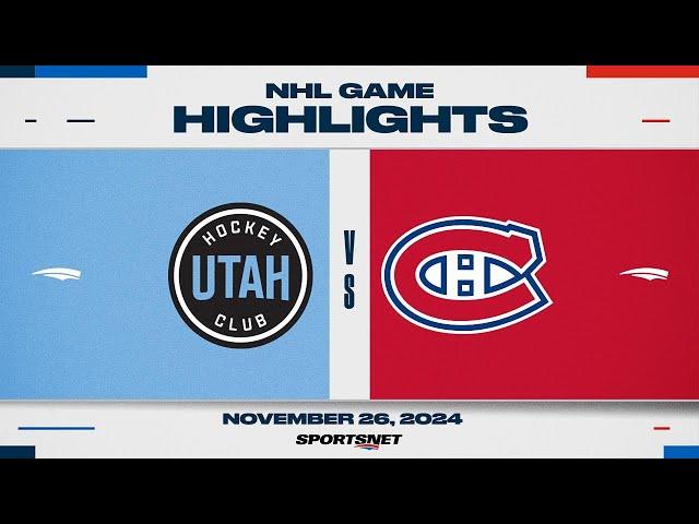 NHL Highlights | Utah HC vs. Canadiens - November 26, 2024