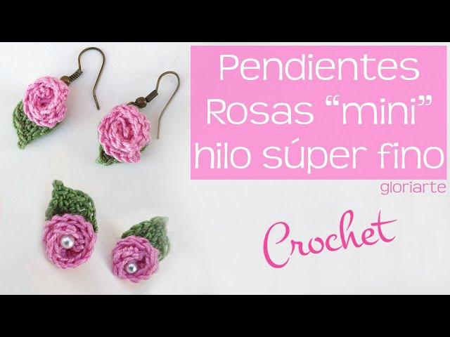 PENDIENTES ROSITAS de GANCHILLO en PERLÉ. SÚPER MINIS, MUY CUQUIS. CROCHET EARRINGS ROSE in PERLÉ.