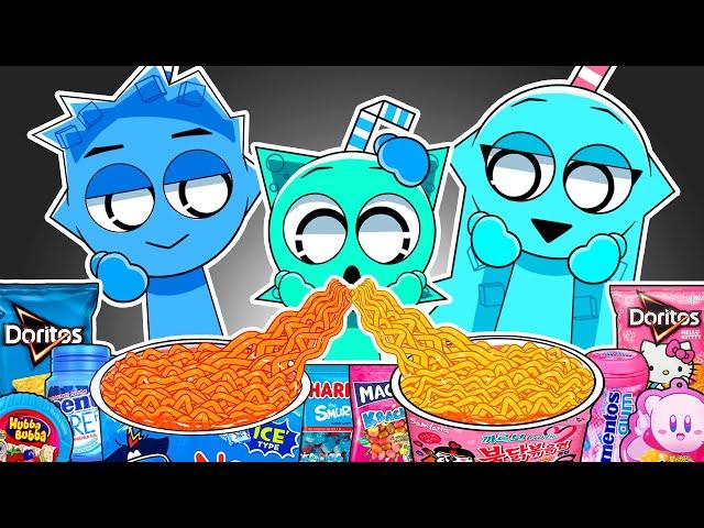 INCREDIBOX SPRUNKI - Sprunki OC Aqua Family Convenience Store Food Mukbang Animation | ASMR