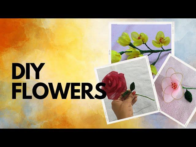 Cloth Flowers || DIY How To Make Flower From Organdy Cloth and Stocking flowers-beginners tutorial