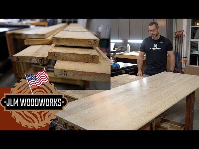 White Oak Countertop From Rough Sawn Lumber For a Farmhouse Laundry Room