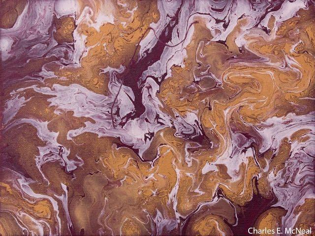 Abstract Acrylic Fluid Painting Demo | Untitled Gold (no.3) by Charles E. McNeal