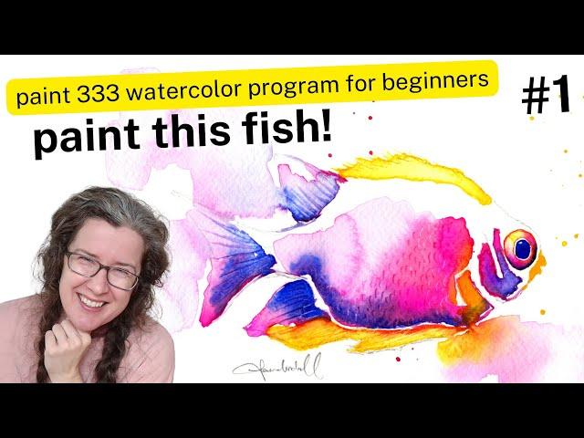 Colorful watercolor fish tutorial - paint 333 watercolor program for beginners lesson 1