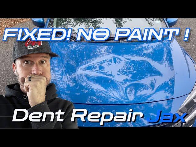 How l FIXED this HUGE Dent in the Hood of this Nissan Versa!