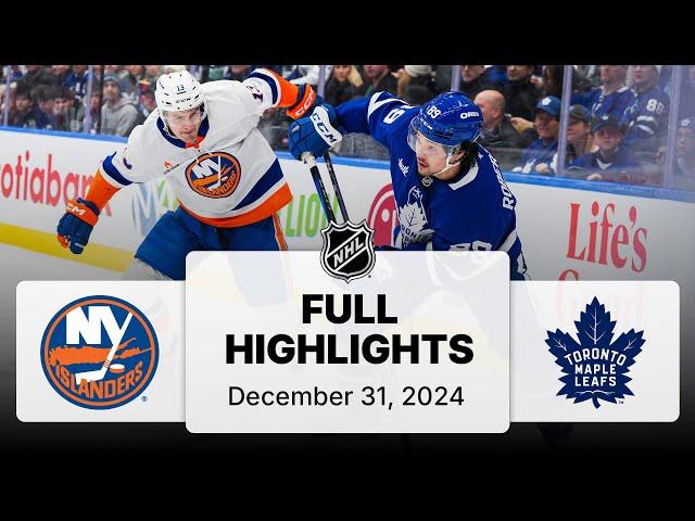 NHL Highlights | Islanders vs. Maple Leafs - December 31, 2024