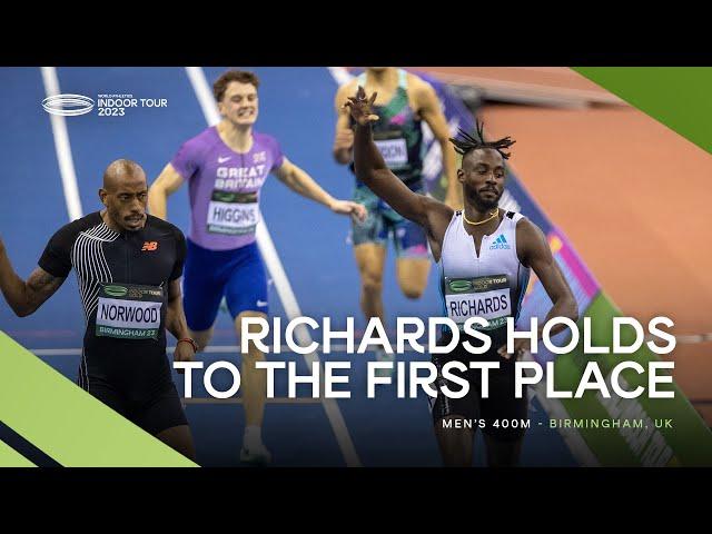 World indoor champion Richards  for the win in the men's 400m  | World Indoor Tour 2023