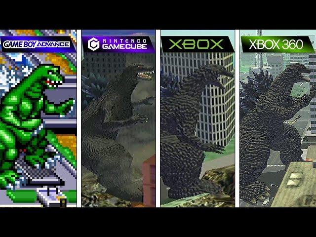 Godzilla Destroy All Monsters Melee (2002) GBA vs GameCube vs XBOX vs XBOX 360 (Graphics Comparison)