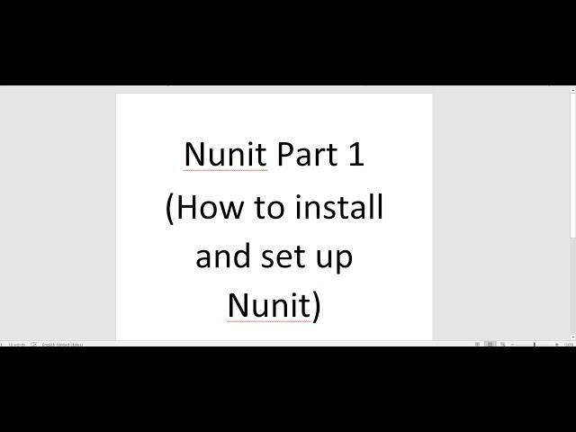 Nunit Part 1(How to install and set up Nunit on Visual Studio 2019)