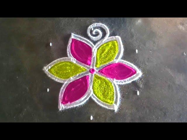 Aani madham special simple flower rangoli/easyrangoli/festivalrangoli/muggulu/gokulramya creatives