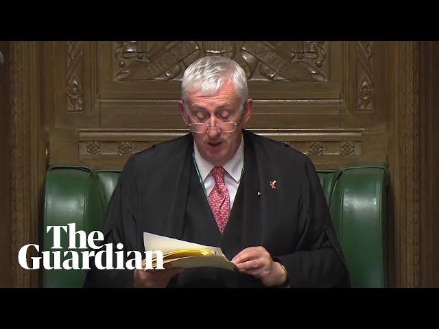 Commons Speaker interrupts parliament with message for the Queen