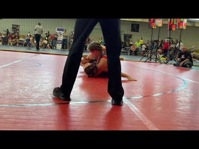 Savannah Holderby, Midwest preseason nationals. All red singlet. 152 lbs. 10-1-2022