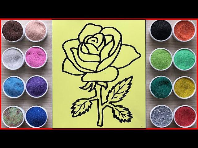 Colored sand painting beautiful roes - Sand art - How to coloring with colors sand (Chim Xinh)