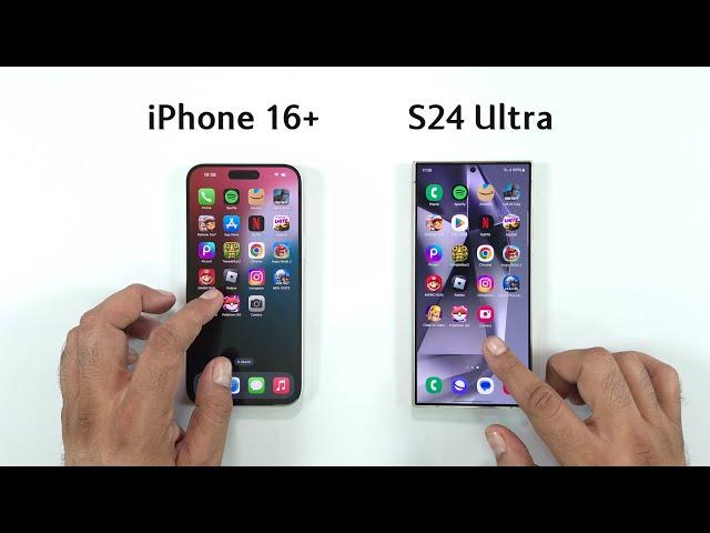 iPhone 16 Plus vs Samsung  S24 Ultra Speed Test