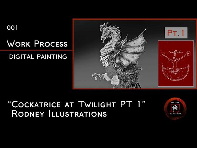 Cockatrice at Twilight Timelapse Painting - Work In Progress (Rodney Illustrations)