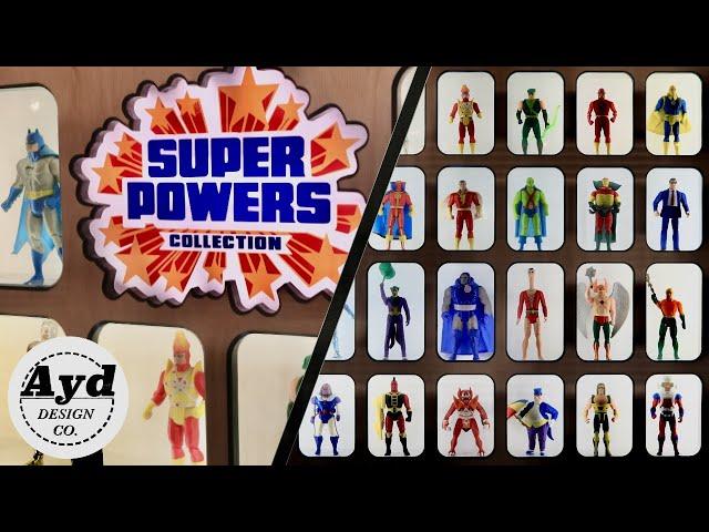 Action Figure Display Case Backlit LED | DC Super Powers Collection Set | Woodwork Vinyl Cutter