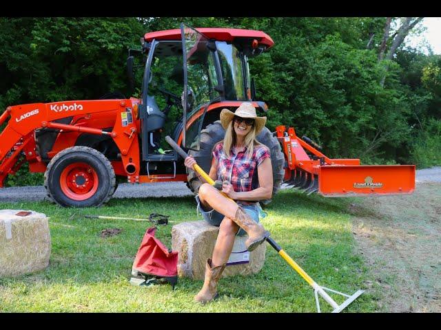 #803 Fixing Torn up Lawn, Grading, Raking, Seeding and Mulching, Kubota MX 5400