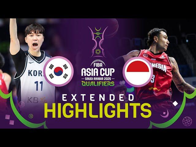 Korea  v Indonesia  | Extended Highlights | FIBA Asia Cup 2025 Qualifiers