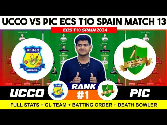 PIC vs UCCO , PIC vs UCCO  Prediction, PIC vs UCCO ECS t10 Spain 13TH Team