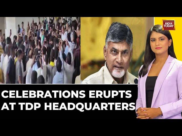 India Today Exit Poll Predicts Big Andhra Win For TDP | Celebrations Erupts At TDP Headquarters