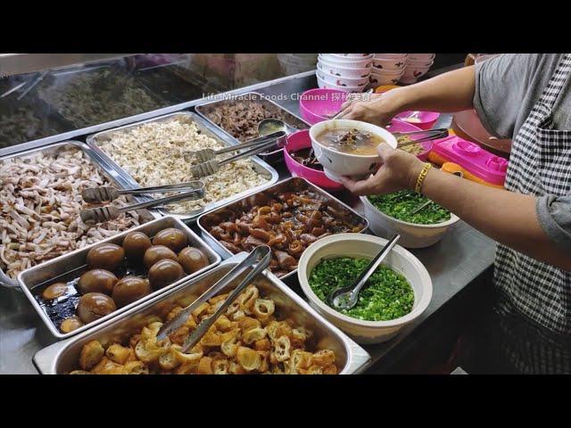 槟城七条路巴刹猪肠猪皮油条咸粥早餐 Penang Pasar Cecil Market Kiam Moi Breakfast